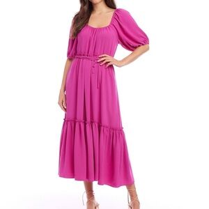 NWT KAREN KANE Short Sleeve Removable Tie Belt Ruffle Layered Dress Size X-Small